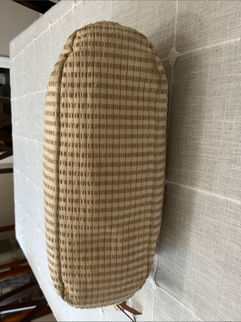 DOONEY&BOURKE VINTAGE Cream Tote with Brown Leather Straps and Navy Accents - Picture 4 of 10